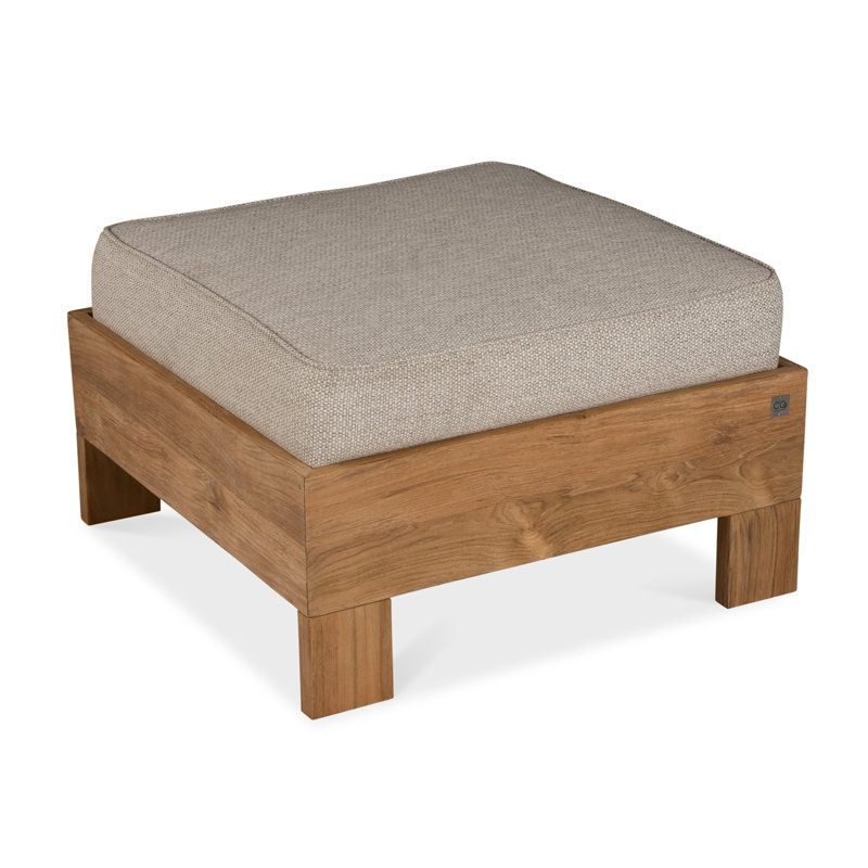 Birch Lane™ Soho Outdoor Teak Ottoman with Cushion | Wayfair
